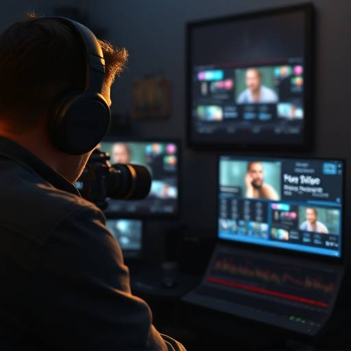 A video editor working on a project in a professional editing suite.