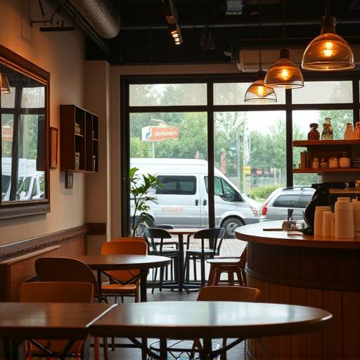 Scene from a commercial video featuring a local coffee shop.