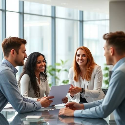 Thumbnail image from a corporate video for 'Quantum Leap Innovations', showing a diverse team collaborating in a modern office setting.