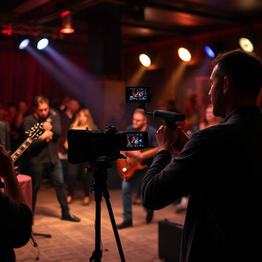 Videographer capturing a live performance at a Seattle music venue.